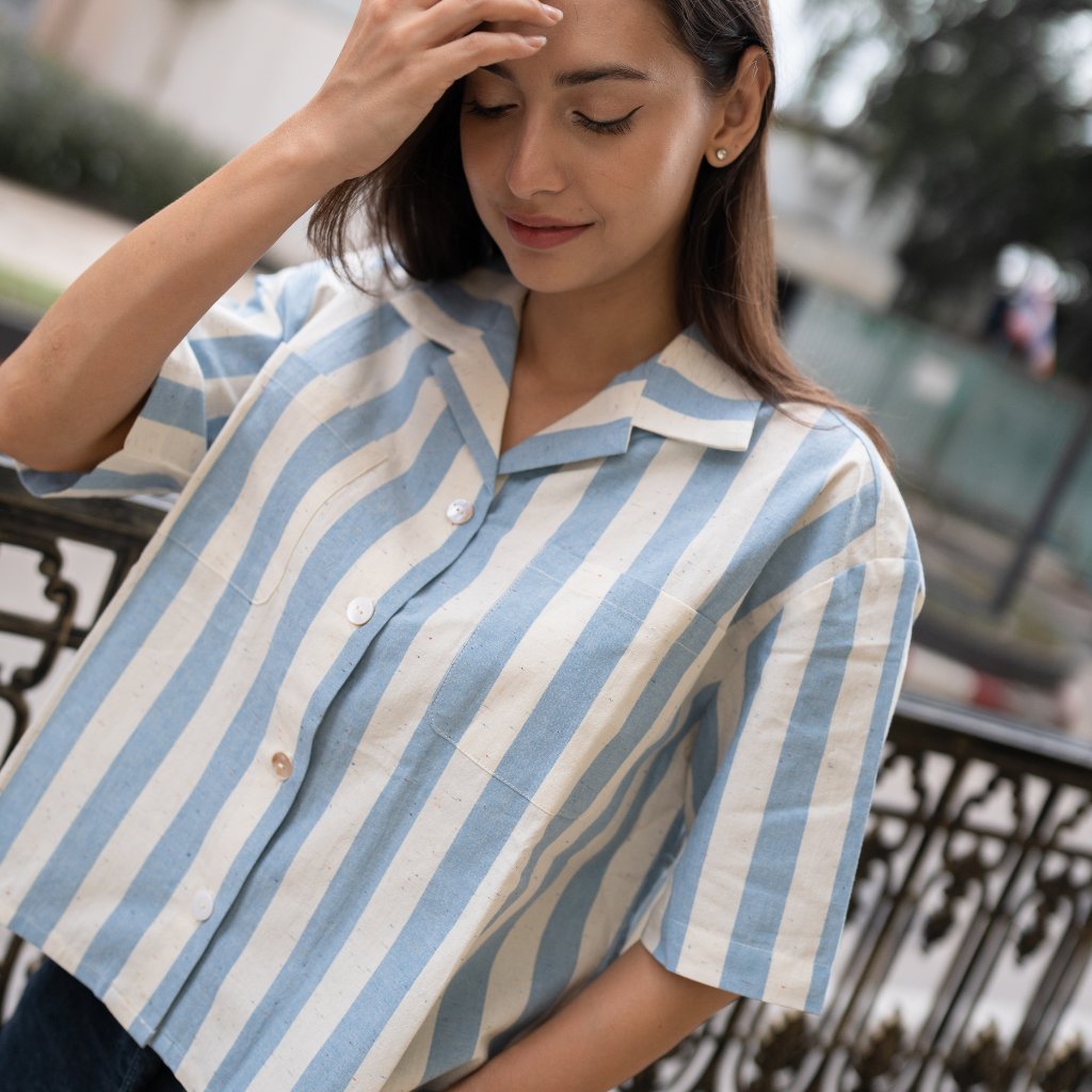 Chemise manches courtes rayée