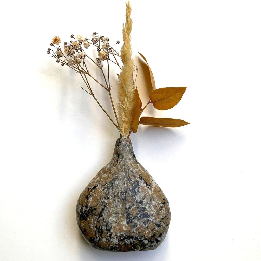 Vase en Papier Recyclé 7 cm Beige Gris Noir