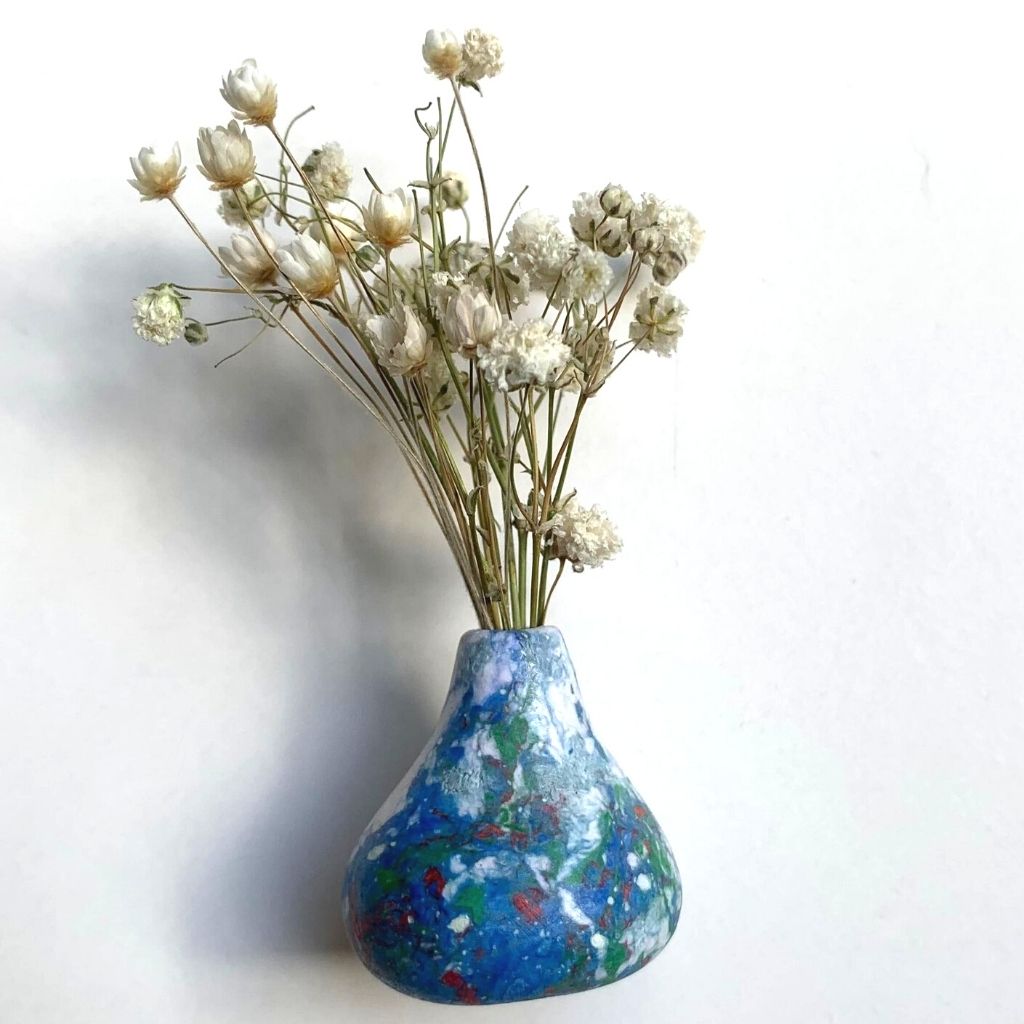 Mini Vase en Papier Recyclé 2,5 cm Bleu