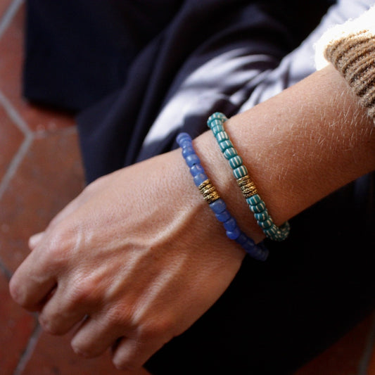 Bracelet pierres du Népal doré