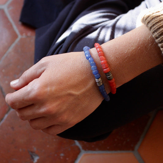 Bracelet pierres du Népal argenté